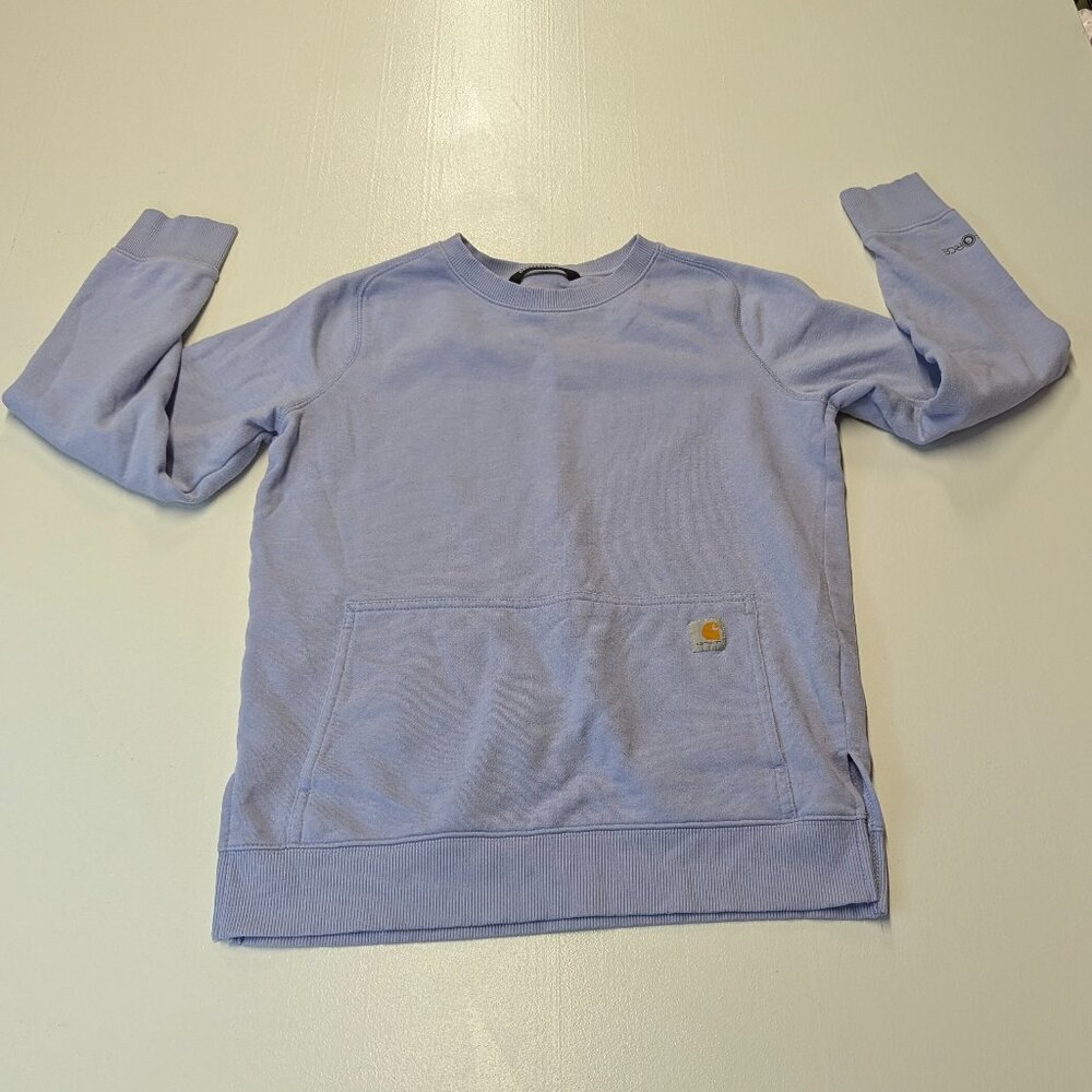 Carhartt Size XS (0-2) Lavender Crewneck Sweatshirt w/ Kangaroo Pocket